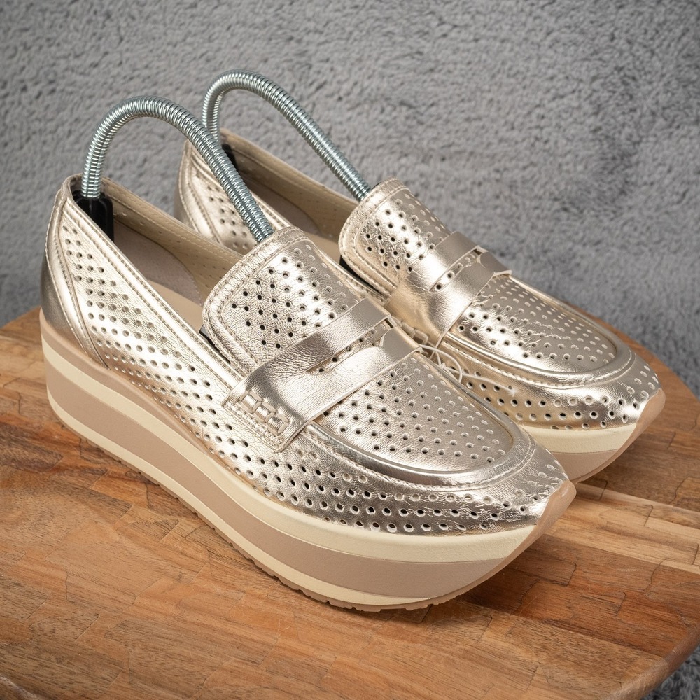 Dolce Vita Metallic Gold Perforated Platform Wedges